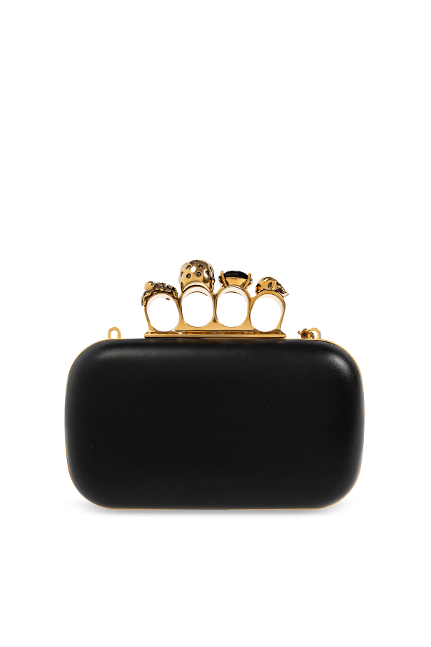 SchaferandweinerShops Netherlands - Black 'Skull Four - Alexander McQueen  logo-engraved ring Schwarz - Ring' Clutch Alexander McQueen